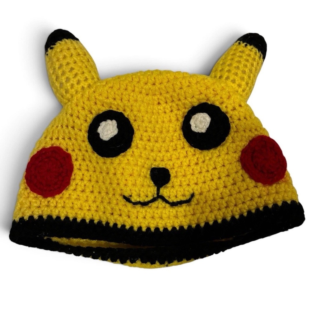 Pikachu Hat Cap Fitted Kids Small Handmade Crochet Pokemon Beanie Cosplay